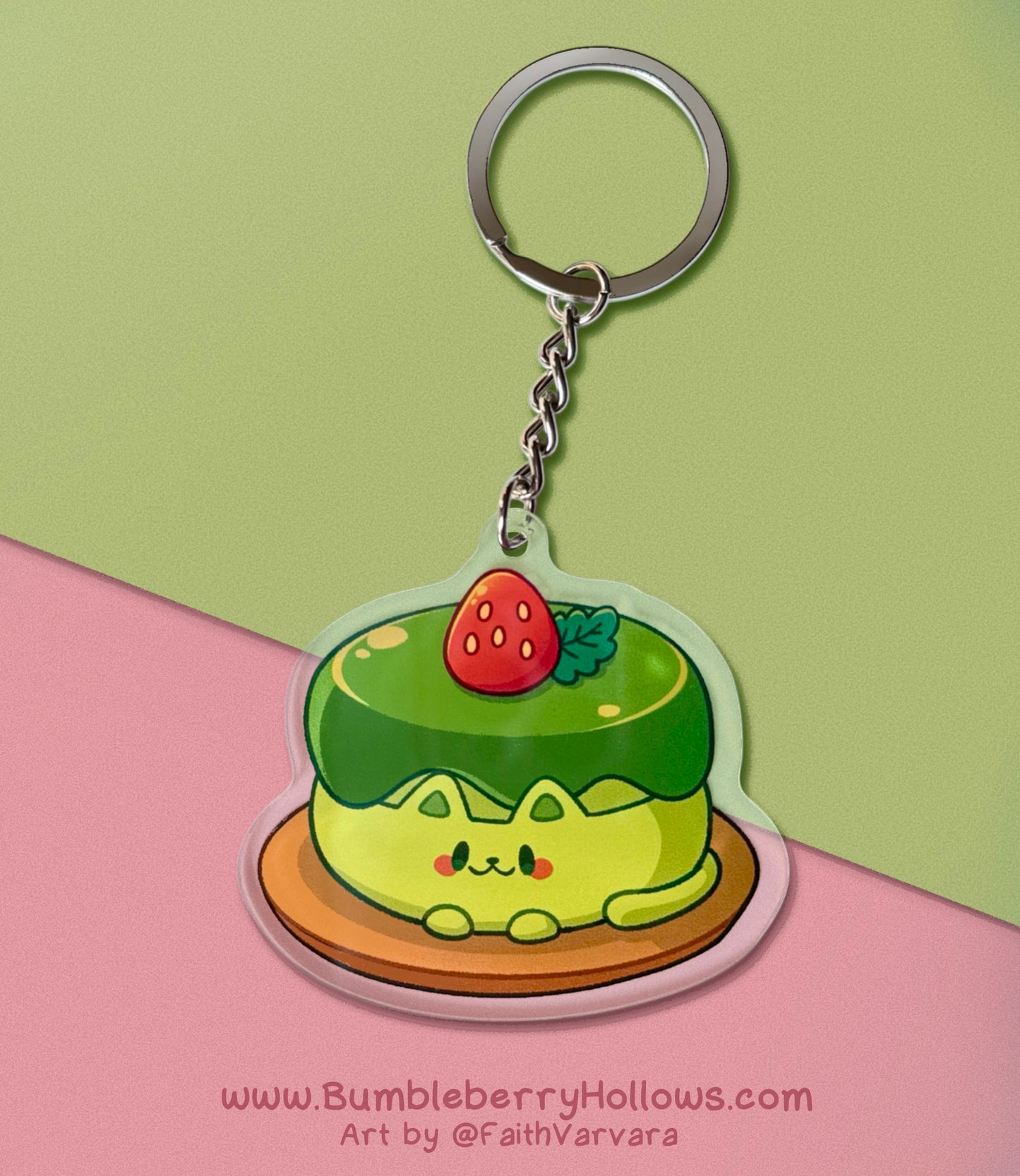 Keychain - Matcha Kitty Cake