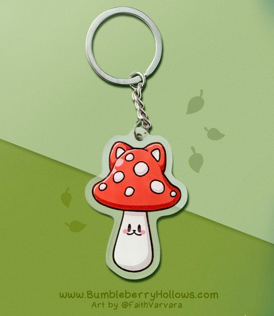 Keychain - Red Top Cat Mushroom