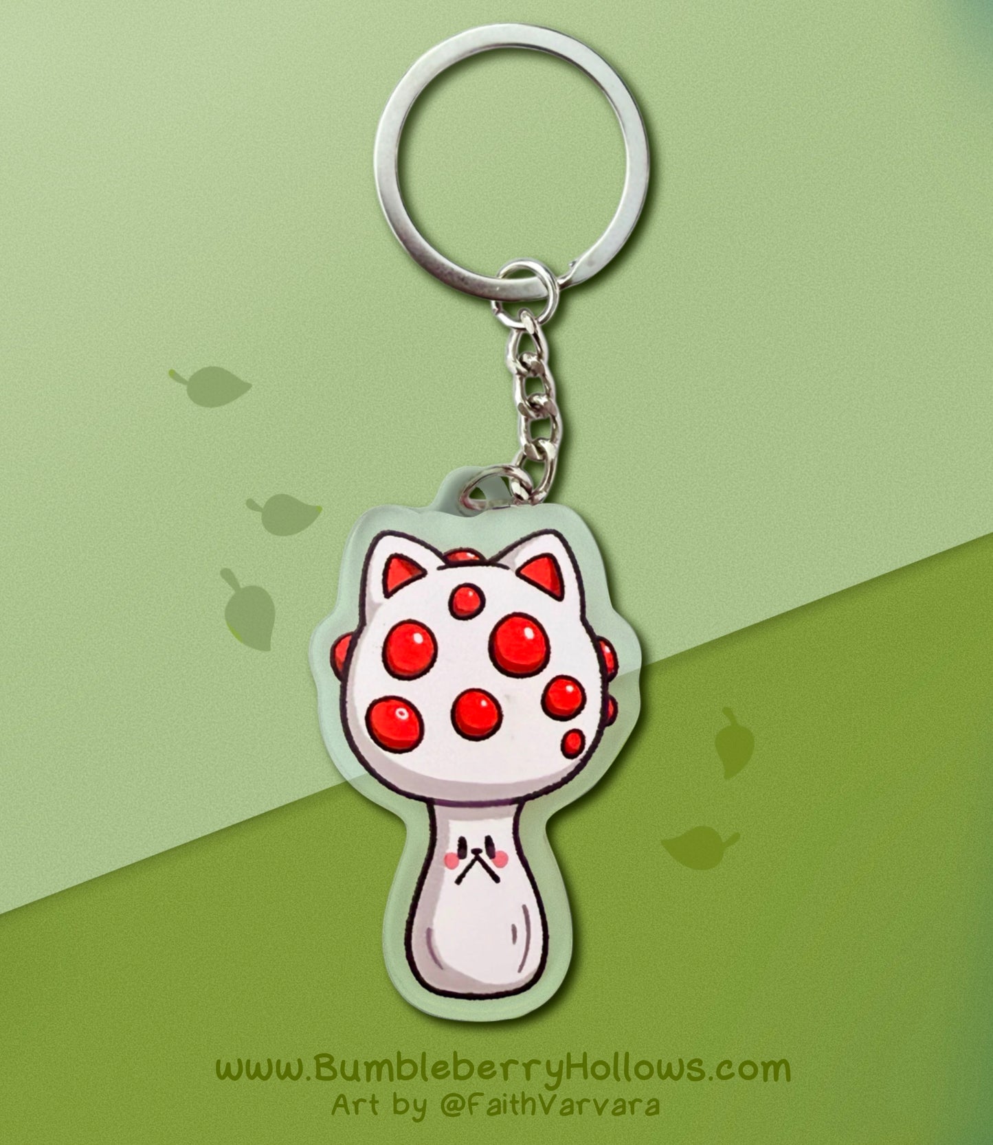 Keychain - White Cat Mushroom