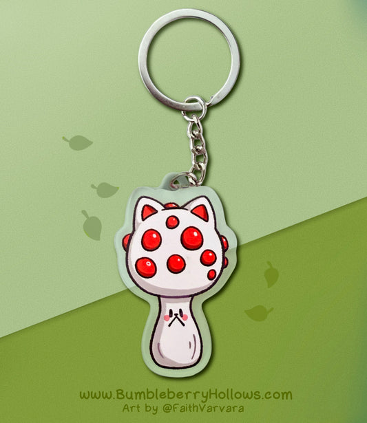 Keychain - White Cat Mushroom